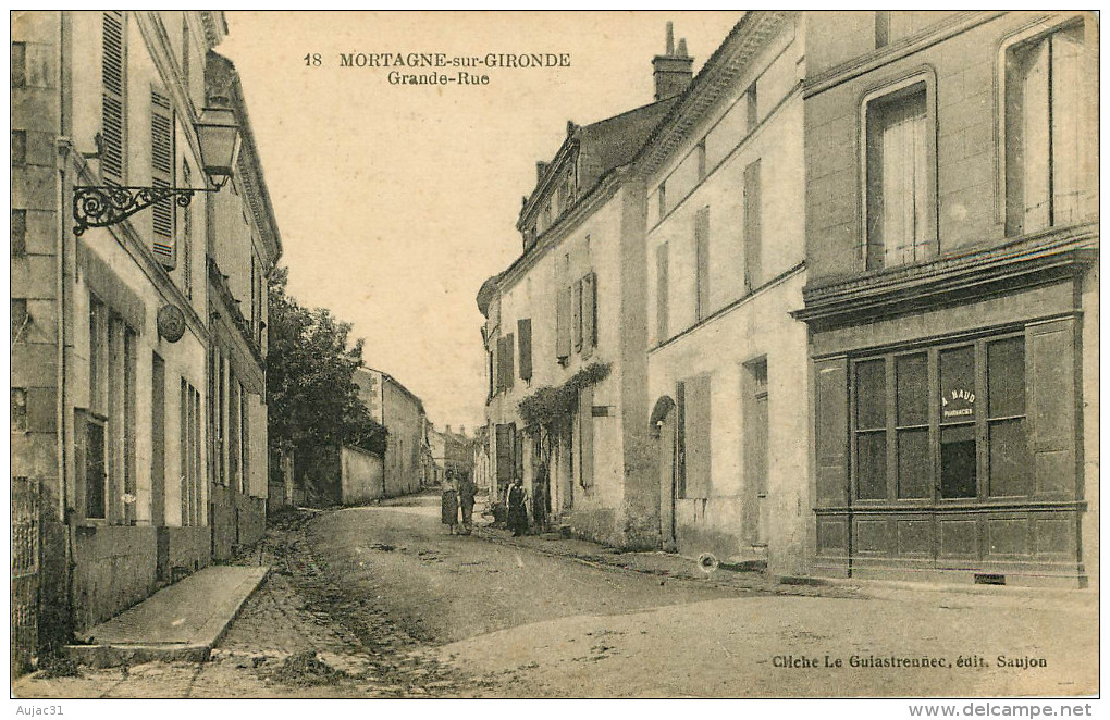 Dep 17 - Mortagne Sur Gironde - Grande Rue - A Droite Pharmacie - Pharmacien A. Naud - état - Other & Unclassified