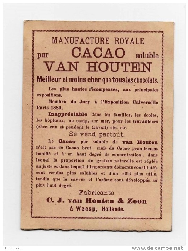 CHROMO Chocolat Système Van Houten Femme Chapeau Canne Tasse Montagne Alpinisme Tasse - Van Houten