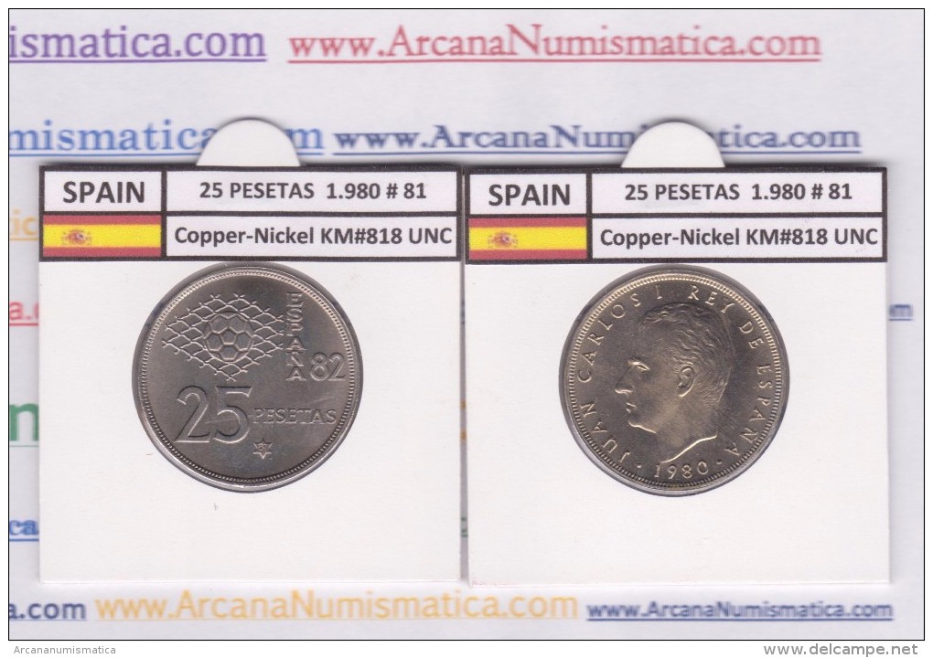 SPAIN /JUAN CARLOS I    25  PESETAS  Cu Ni  1.980 #81    KM#818    SC/UNC     T-DL-9424 - 25 Pesetas