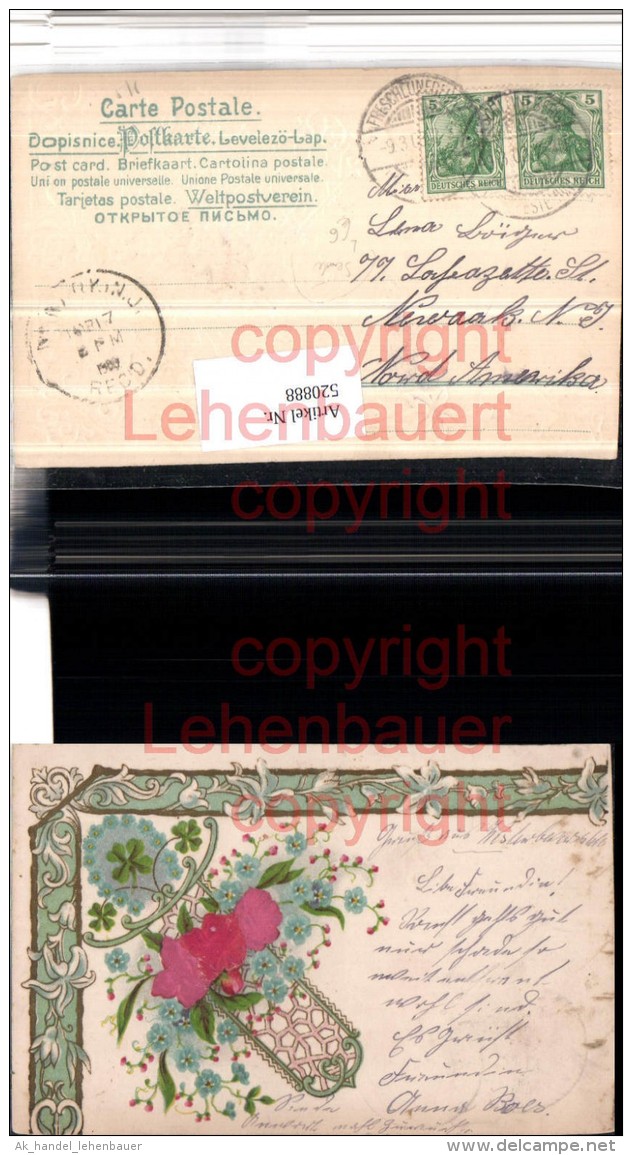 520888,Präge Material Litho Seide Blumen Klee - Sonstige & Ohne Zuordnung