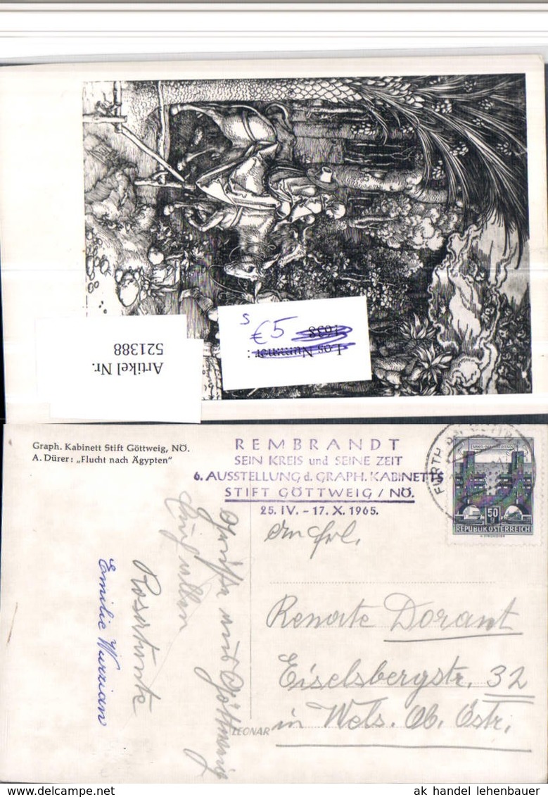 521388,Stift G&ouml;ttweig 6. Ausstellung D. Graph. Kabinetts 1965 Stempel - Ausstellungen