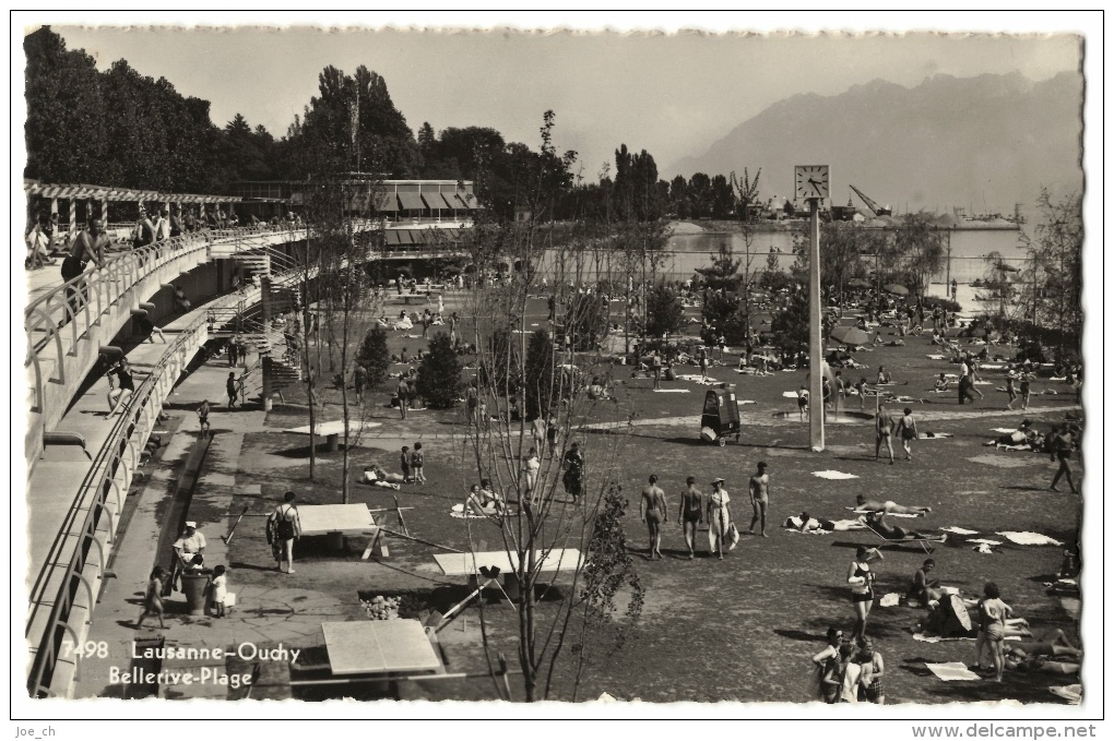 CPA Schweiz/Suisse: Lausanne - Ouchy - Bellerive-Plage, 1937, 2 Scans - Bellerive