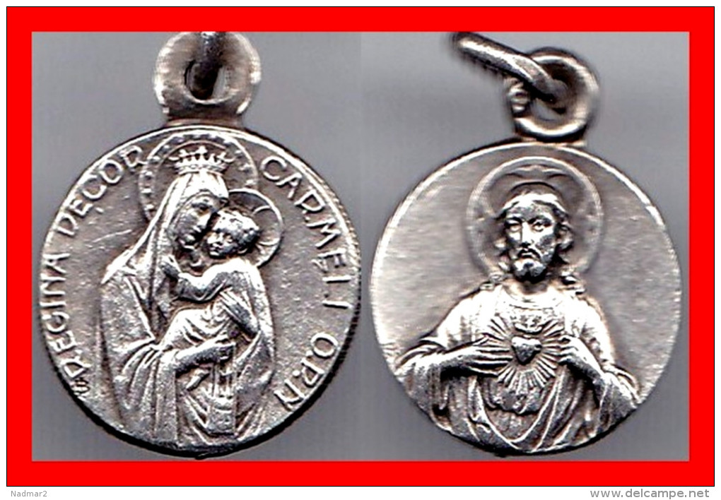 Médaille Religieuse Ancienne ND Notre Dame Du Mont Carmel Argent Silver Catholique Diam 1 Cm - Religion & Esotérisme