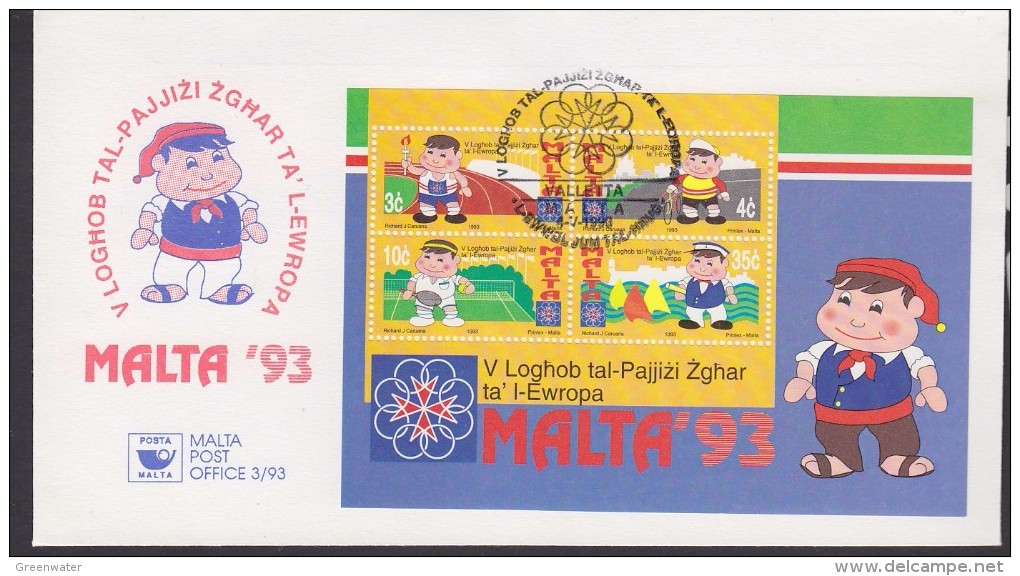 Malta 1993 Sportgames European Small States M/s FDC (F5478) - Malta