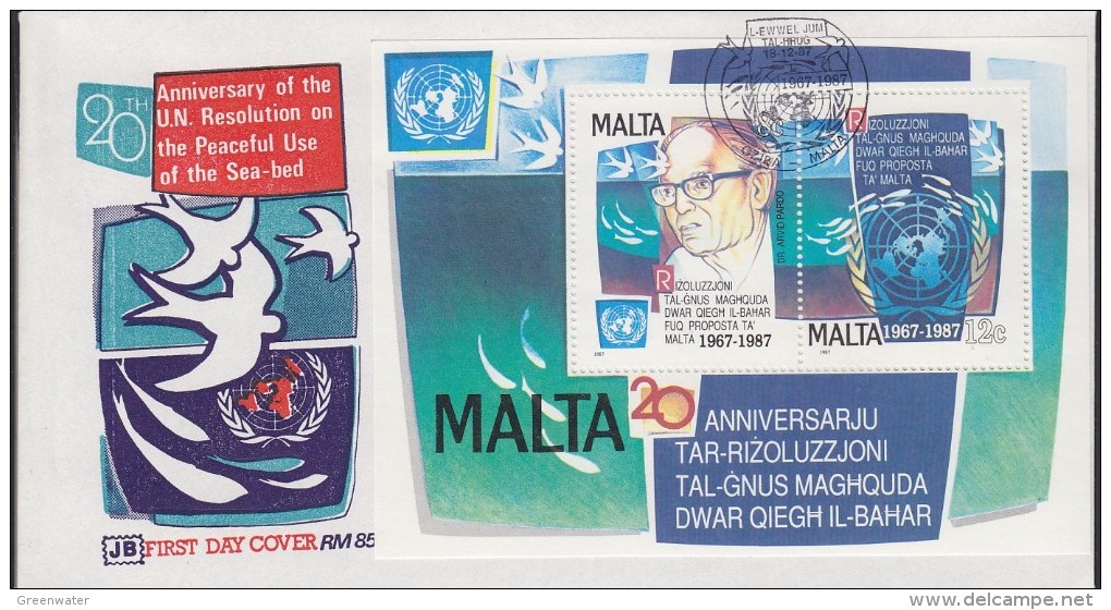 Malta 1987 United Nations Resolutiion On The Seabed M/s FDC (F5483) - Malta