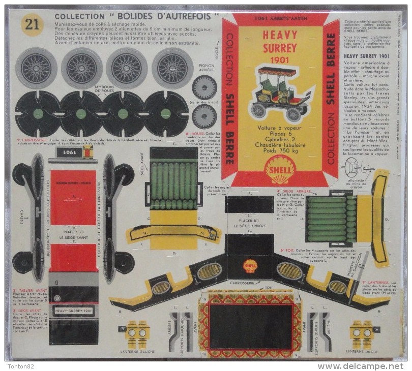 Collection " Bolides D'autrefois " - Lot De 5 Planches - ( Kit à Reconstituer ) - Collection SHELL BERRE - Auto's