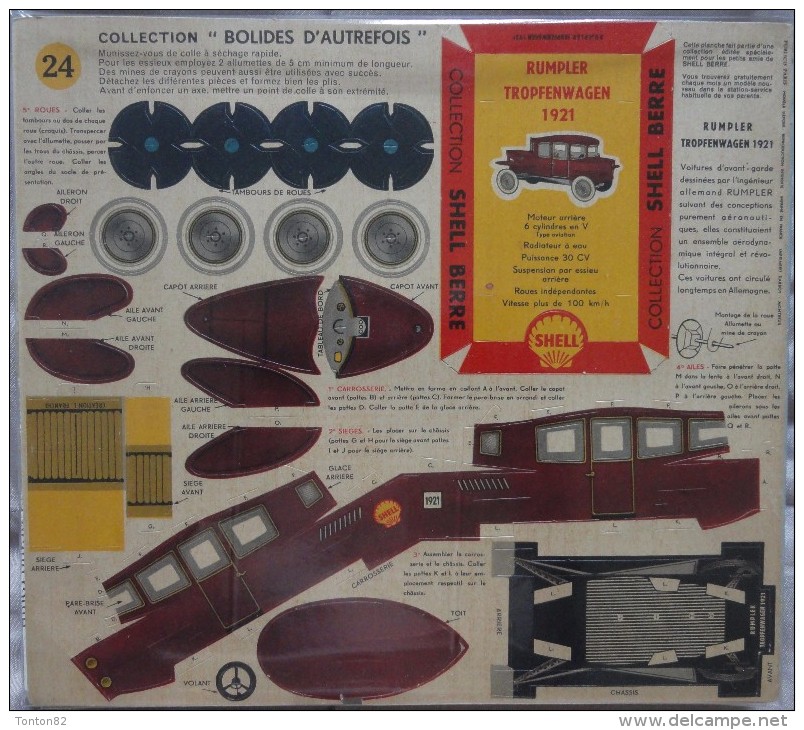 Collection " Bolides D'autrefois " - Lot De 5 Planches - ( Kit à Reconstituer ) - Collection SHELL BERRE - Auto's