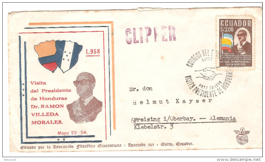 Carta De Ecuador Con Matasellos 1958 Via Clipper. - Ecuador