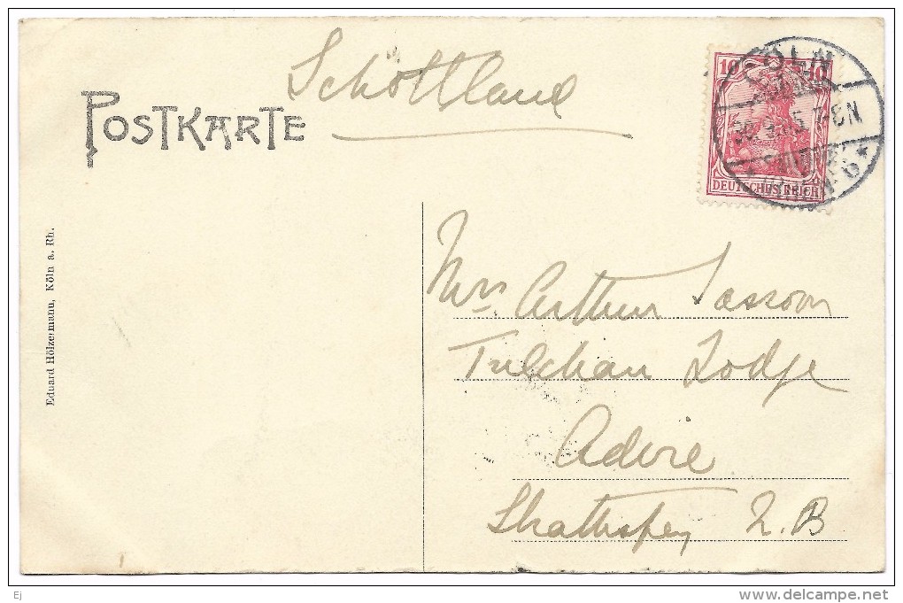 Koln A Rh - Edouard Holzermann - Postmark 1905 - Koeln