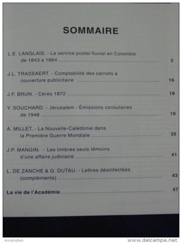 * DOCUMENTS PHILATÉLIQUES -T 35-Revue Académie /Poste Fluviale Colombie,Jérusalem,Nouv.Calédonie.. - Français (àpd. 1941)