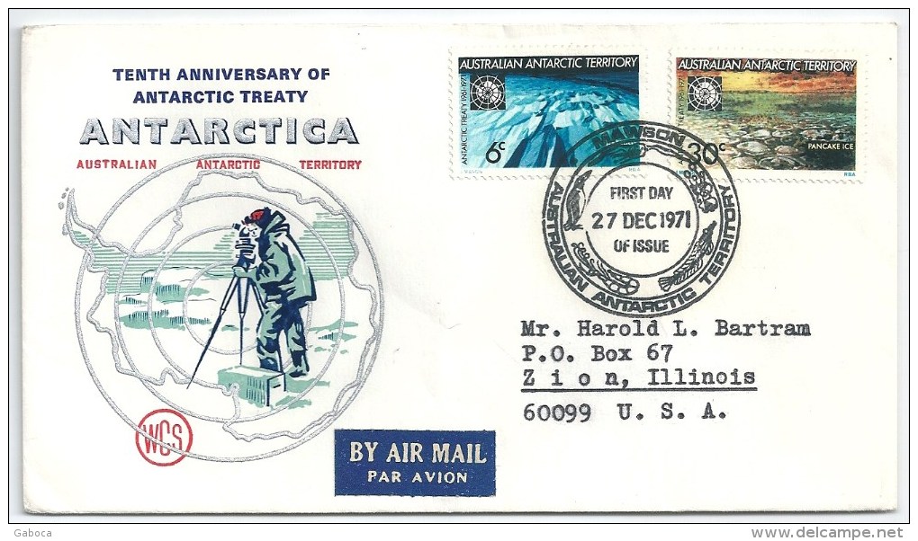 9524 Australian Antarctic Territory Antarctic Treaty 1971 FDC - Behoud Van De Poolgebieden En Gletsjers