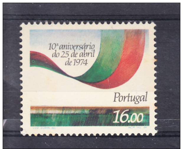 PORTUGAL 1984.AFINSA  Nº 1655. 10º ANIVERSARIO DO 25 DE ABRIL   SES348GRANDE - Nuevos