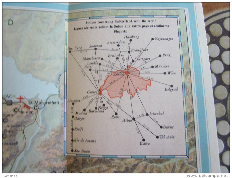 MAP SUISSE SWITZERLAND -SCHWEIZ- PLAN DE RESEAUX GUIDE LIGNES CHEMIN DE FER -FUNICULAIRE-AIRPORT-RAILWAY-BOAT-AIRCABLE - Europe