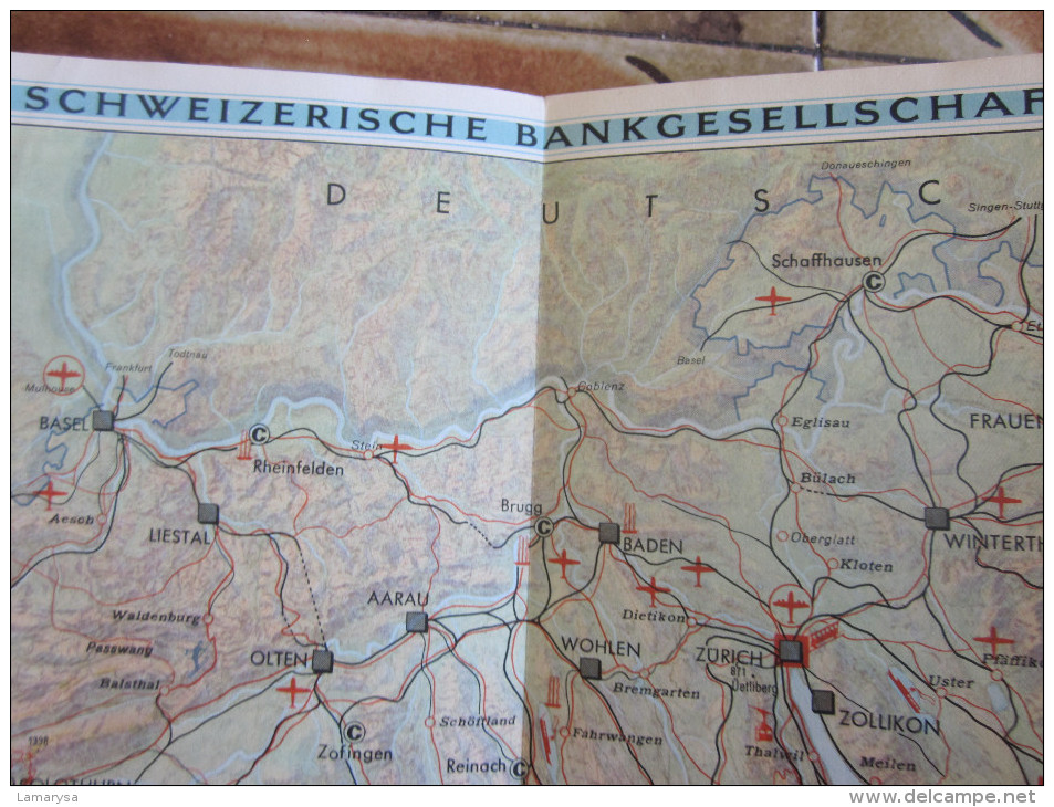 MAP SUISSE SWITZERLAND -SCHWEIZ- PLAN DE RESEAUX GUIDE LIGNES CHEMIN DE FER -FUNICULAIRE-AIRPORT-RAILWAY-BOAT-AIRCABLE - Europe