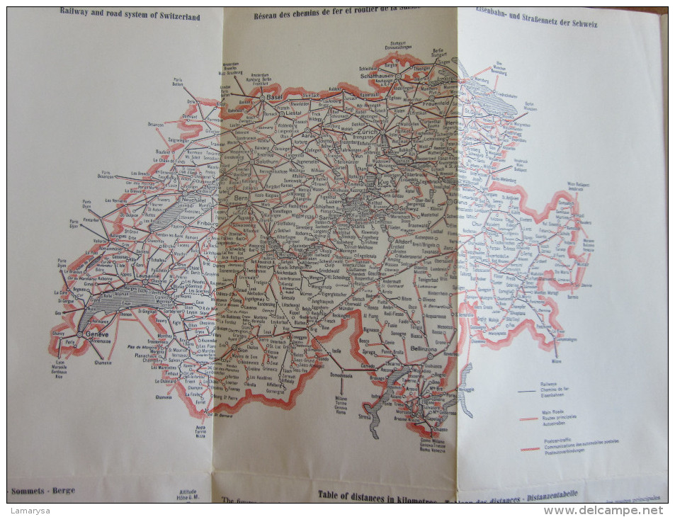 MAP SUISSE SWITZERLAND -SCHWEIZ- PLAN DE RESEAUX GUIDE LIGNES CHEMIN DE FER -FUNICULAIRE-AIRPORT-RAILWAY-BOAT-AIRCABLE