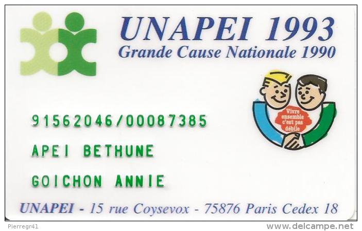 -CARTE-D APPARTENANCE-UNAPEI 1993-V° SIEGE De L UNION-TBE - Autres & Non Classés