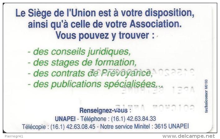 -CARTE-D APPARTENANCE-UNAPEI 1993-V° SIEGE De L UNION-TBE - Autres & Non Classés