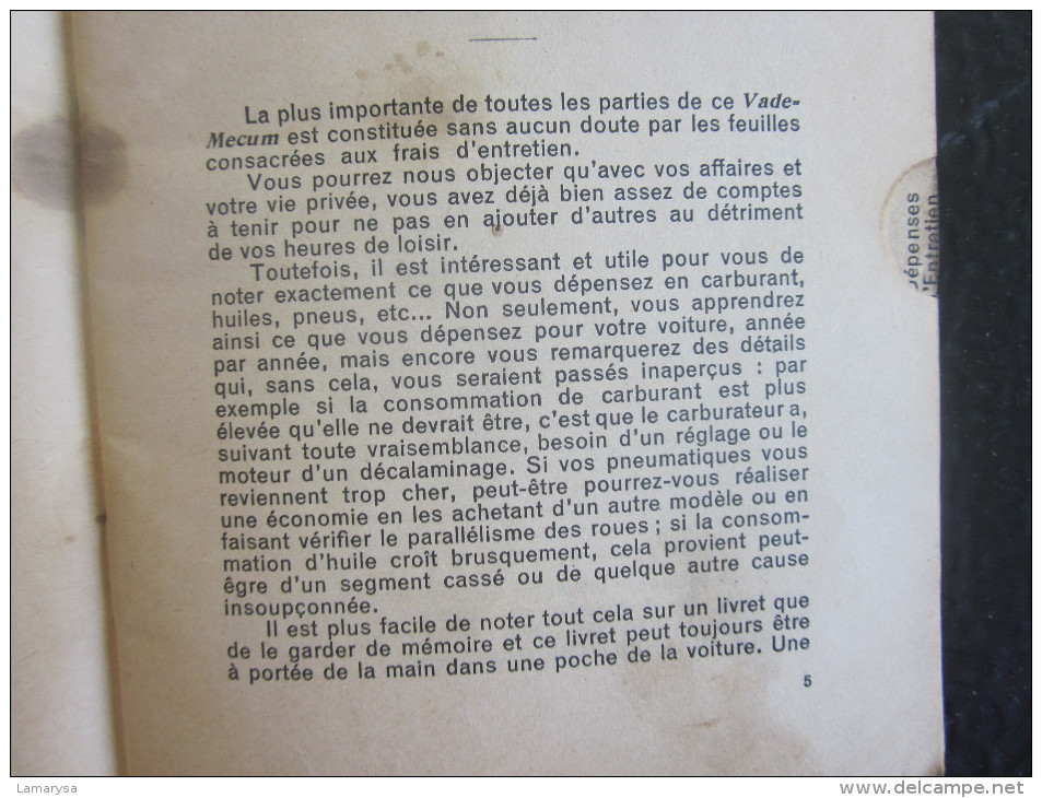 LE VADE MECUM DE L'AUTOMOBILISTE-CARNET SHELL-GRAISSAGE-LIRE SOMMAIRE-VOITURE-ENTRETIEN-EXPLICATIONS-NOTES-COUT-DEPENSES - Voitures