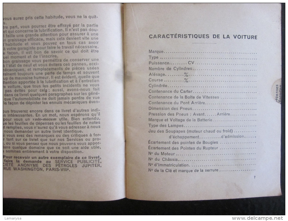 LE VADE MECUM DE L'AUTOMOBILISTE-CARNET SHELL-GRAISSAGE-LIRE SOMMAIRE-VOITURE-ENTRETIEN-EXPLICATIONS-NOTES-COUT-DEPENSES