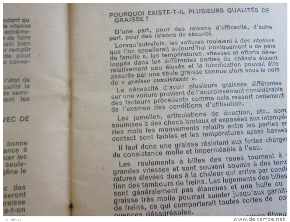 LE VADE MECUM DE L'AUTOMOBILISTE-CARNET SHELL-GRAISSAGE-LIRE SOMMAIRE-VOITURE-ENTRETIEN-EXPLICATIONS-NOTES-COUT-DEPENSES