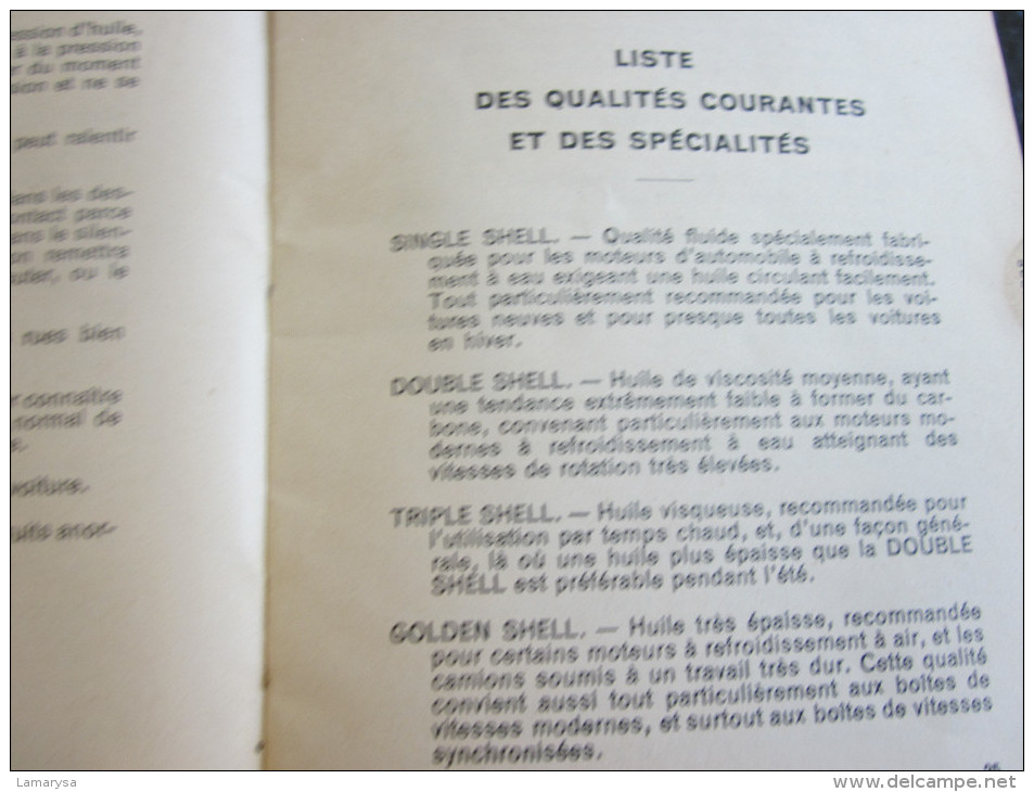 LE VADE MECUM DE L'AUTOMOBILISTE-CARNET SHELL-GRAISSAGE-LIRE SOMMAIRE-VOITURE-ENTRETIEN-EXPLICATIONS-NOTES-COUT-DEPENSES