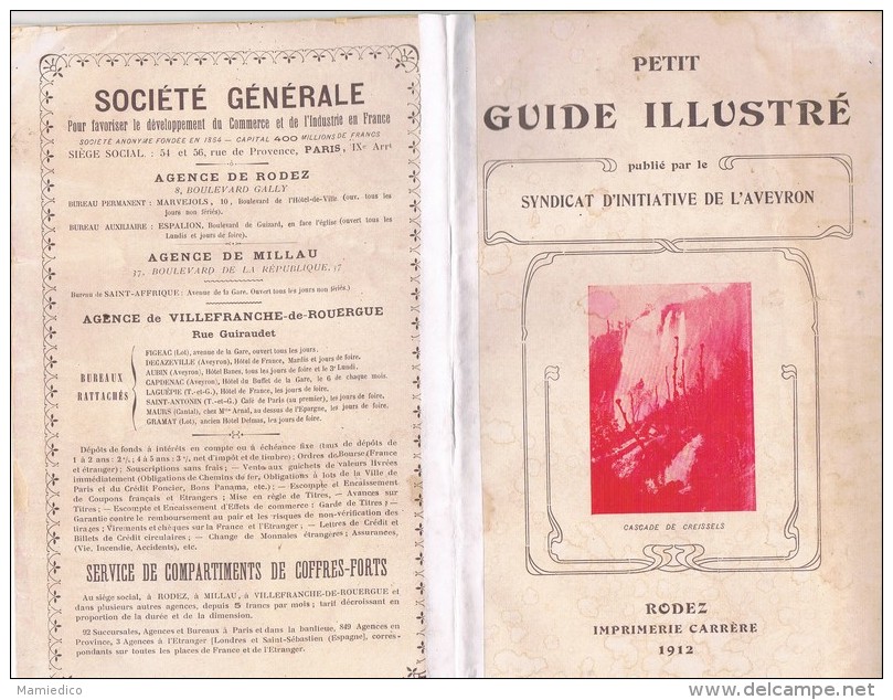 1912 Petit Guide Illustré De L´AVEYRON: Carte- Nombreuses Photographies- Publicités 32 Pages- 6 Scans - Tourism Brochures