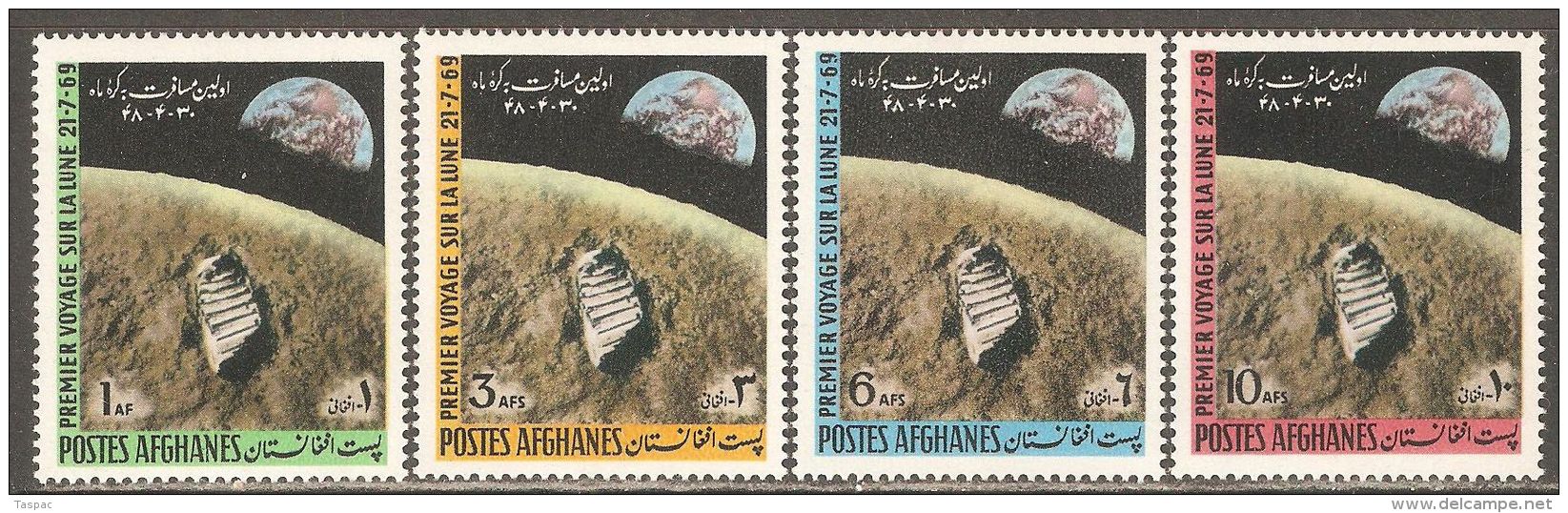 Afghanistan 1970 Mi# 1066-1069 ** MNH - Moon Landing / Space - Afghanistan