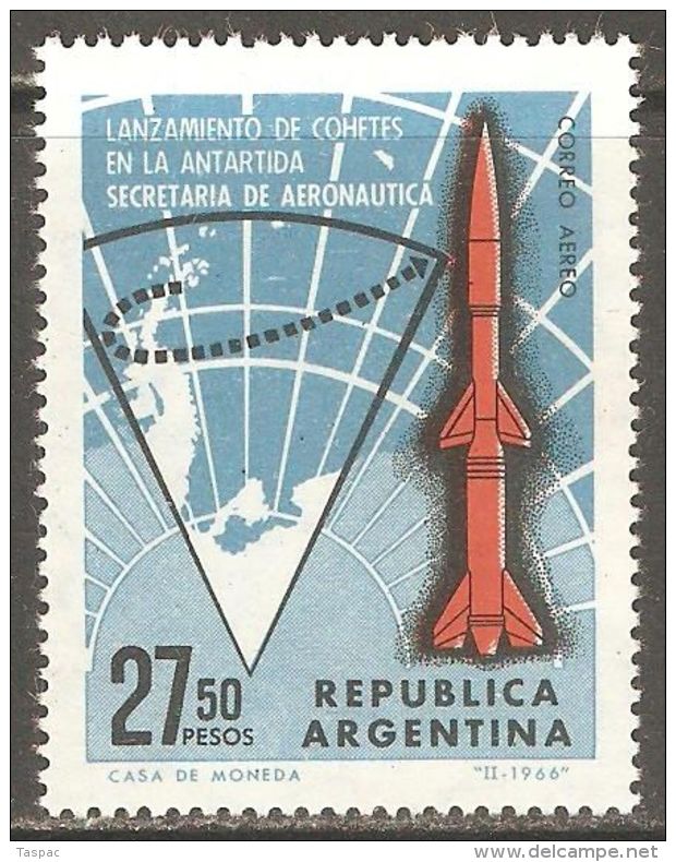 Argentina 1966 Mi# 898 ** MNH - Argentine Antarctica Map And Centaur Rocket / Space - Ongebruikt