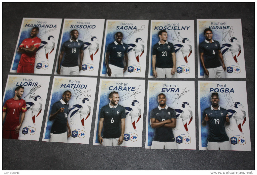 Série De 10 Cartes Joueurs De L´&#279;quipe De France De Football Avec Autographes (imprimés ) French Soccer Cards - Autografi