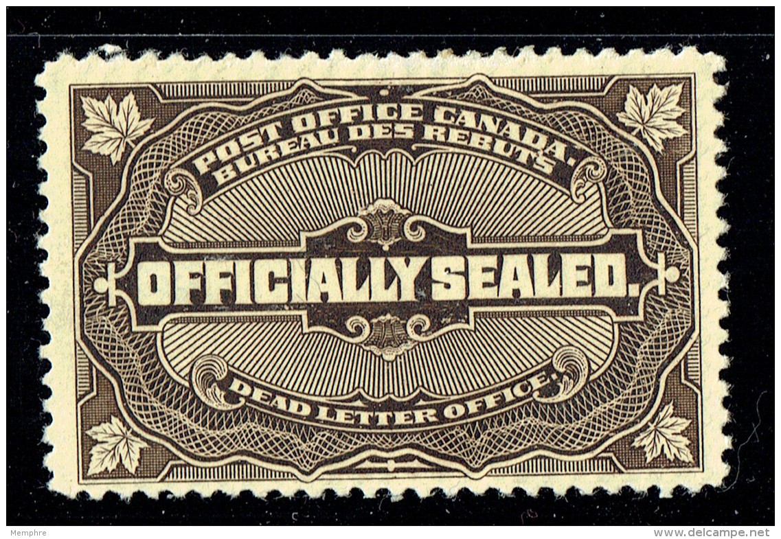 1913  Officially Sealed Stamp  For The Dead Letter Office  Unitrade OX 4  MH - Unused Stamps