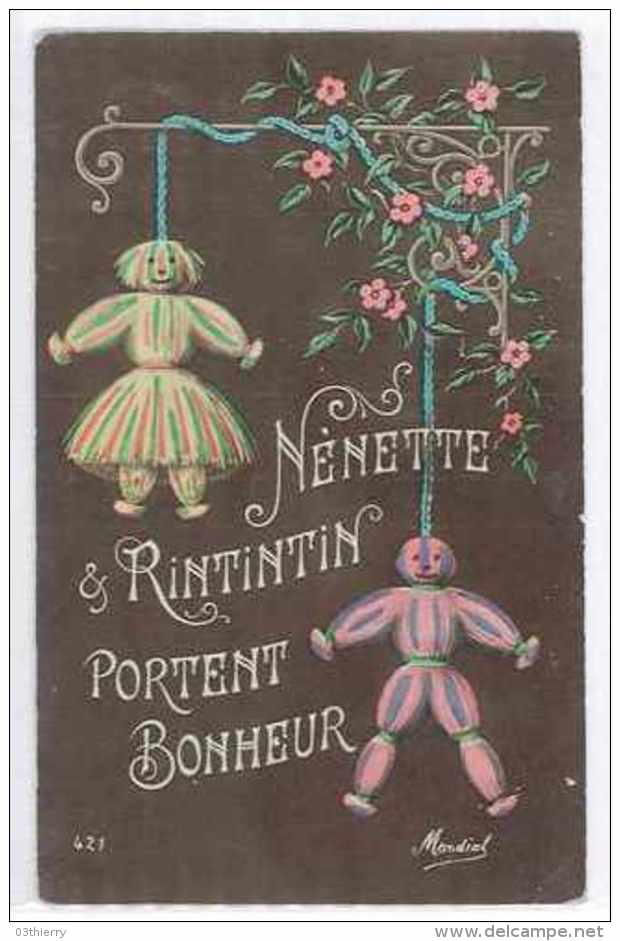 CPA ILLUSTRATEUR RIGHT NENETTE & RINTINTIN PORTENT BONHEUR - Right