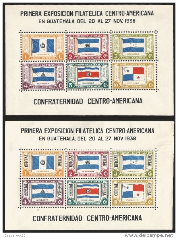 O) 1938 GUATEMALA, OVERPRINT,FIRST CENTRAL AMERICAN PHILATELIC EXHIBITION FLAGS OF PARTICIPATING COUNTRIES, MNH - Guatemala