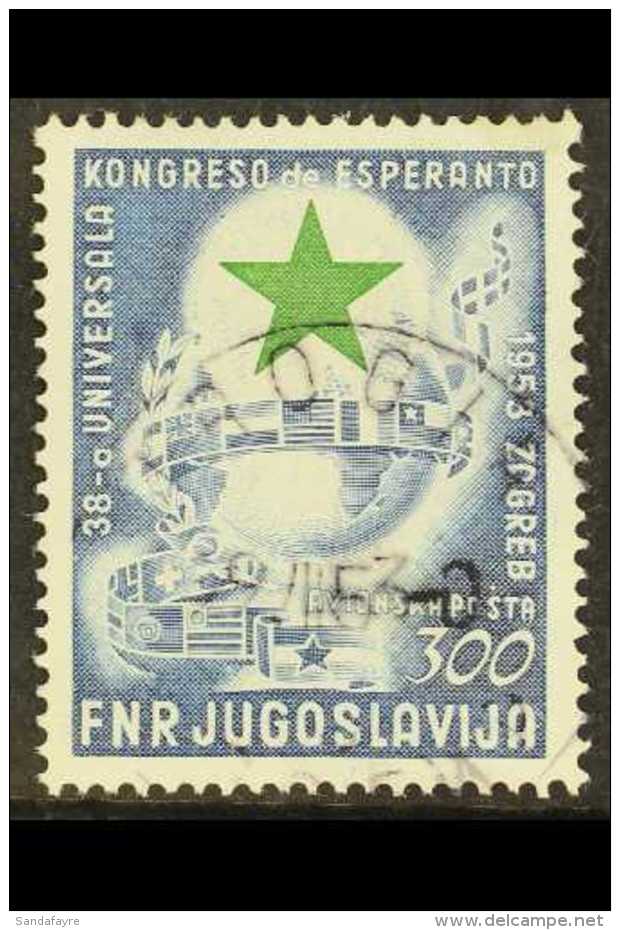 1953 300d Blue And Green Air "Esperanto" Issue, Michel 730, Very Fine Used. For More Images, Please Visit... - Andere & Zonder Classificatie