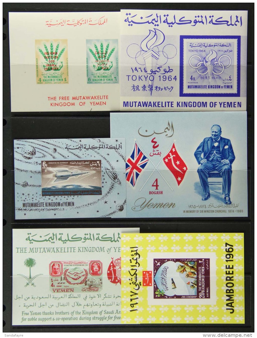 KINGDOM 1963-67 MINIATURE SHEET COLLECTION On A Stockpage. We See A NEVER HINGED MINT Range Including 1963 Freedom... - Yemen