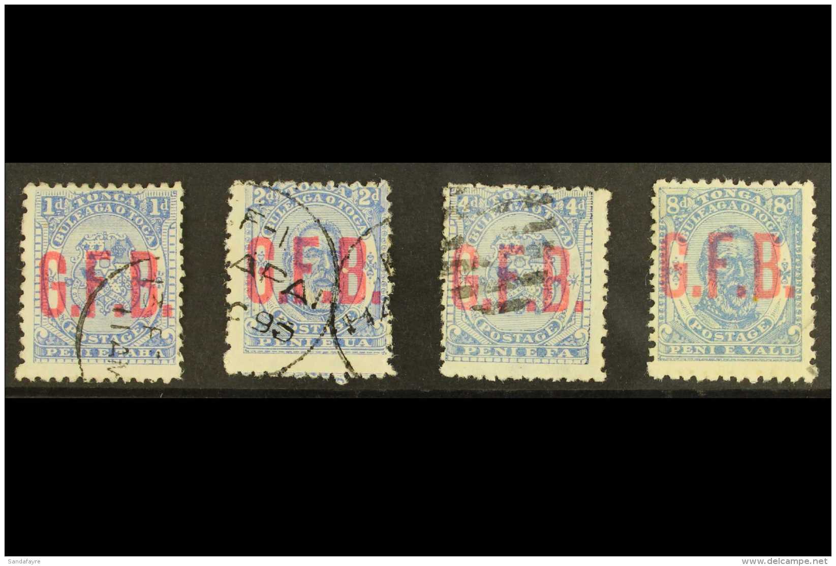 OFFICIALS 1893 1d, 2d, 4d &amp; 8d With "G.F.B." Overprints, SG O1/4, Good To Fine Used (4). For More Images,... - Tonga (...-1970)