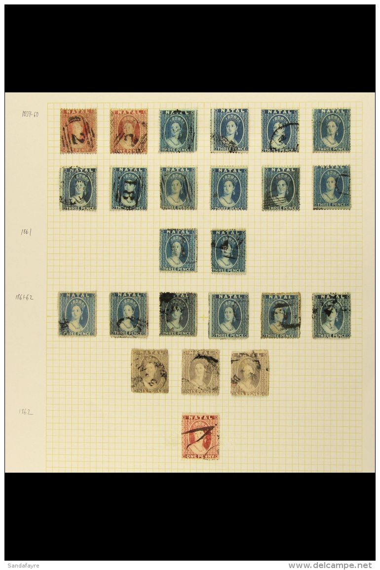 NATAL 1859-1895 VALUABLE USED COLLECTION With Shade &amp; Postmark Interest, Neatly Presented On Album Pages.... - Zonder Classificatie