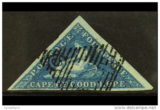 CAPE OF GOOD HOPE 1853 4d Blue Triangular On Slightly Blued Paper, SG 4a, Fine Used With Good To Huge Margins All... - Zonder Classificatie
