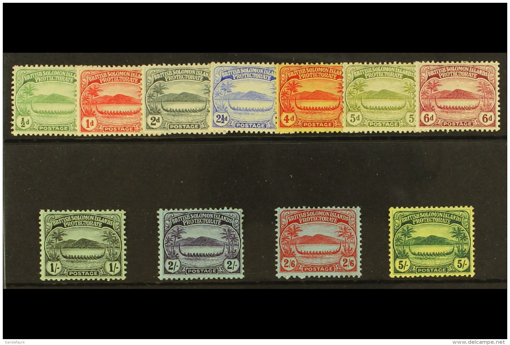 1908 Small Canoe Set Complete, SG 8/17, Very Fine Mint. (11 Stamps) For More Images, Please Visit... - Salomonseilanden (...-1978)