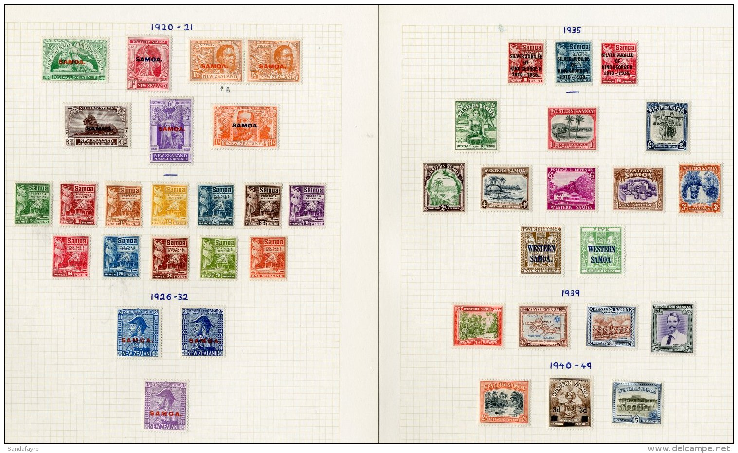 1920-86 ALL DIFFERENT FINE MINT COLLECTION On Album Pages, The Lot Includes 1920 Victory Set (the 1&frac12;d In A... - Samoa