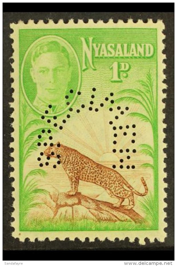 1947 1d Symbol Of Protectorate, Perforated "Specimen", SG 160s, Vf Mint. For More Images, Please Visit... - Nyassaland (1907-1953)