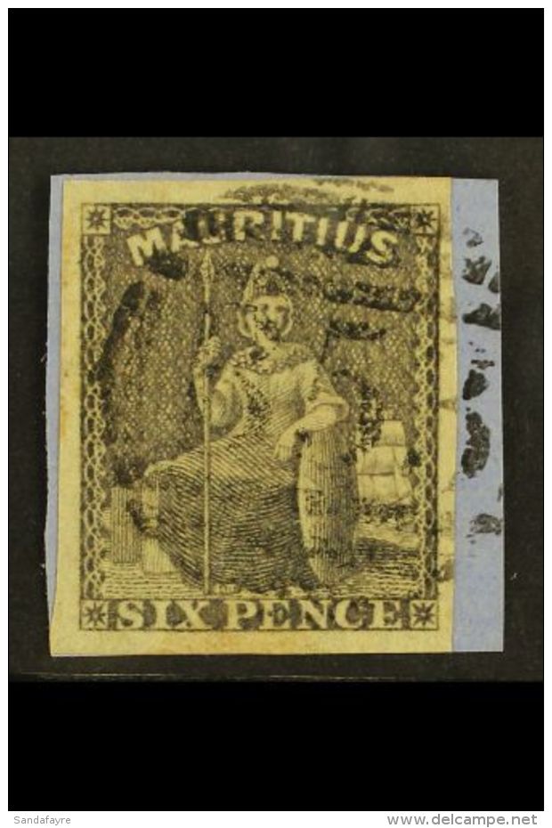 1859 6d Dull Purple-slate, SG 33, Superb Used On Piece With Good Margins All Round And Tied By Neat Barred Circle... - Mauritius (...-1967)