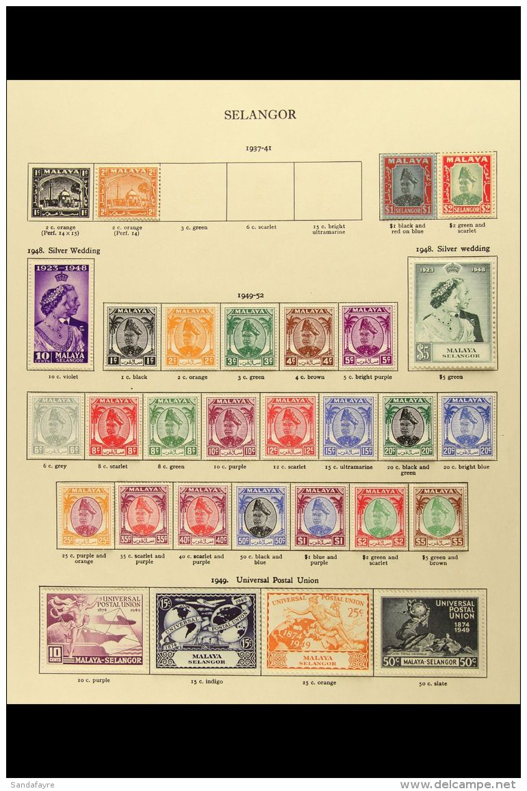 SELANGOR 1941-1970 VERY FINE MINT Collection On Printed Leaves. With 1941 2c Orange Perf 14 (SG 70a), 1941 $1... - Andere & Zonder Classificatie