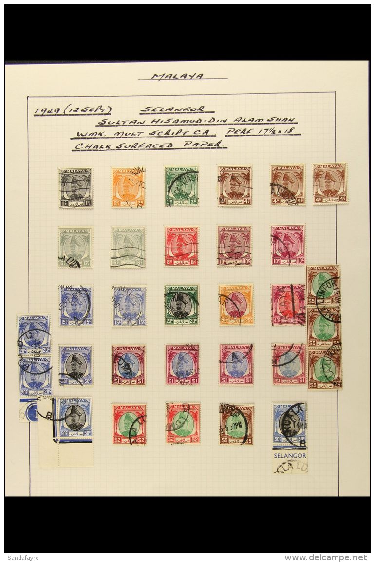 SELANGOR 1891-1962 Used Collection On Written Up Album Pages, Includes 1891-95 Set, 1891-95 Set To 10c, 1935-41... - Andere & Zonder Classificatie