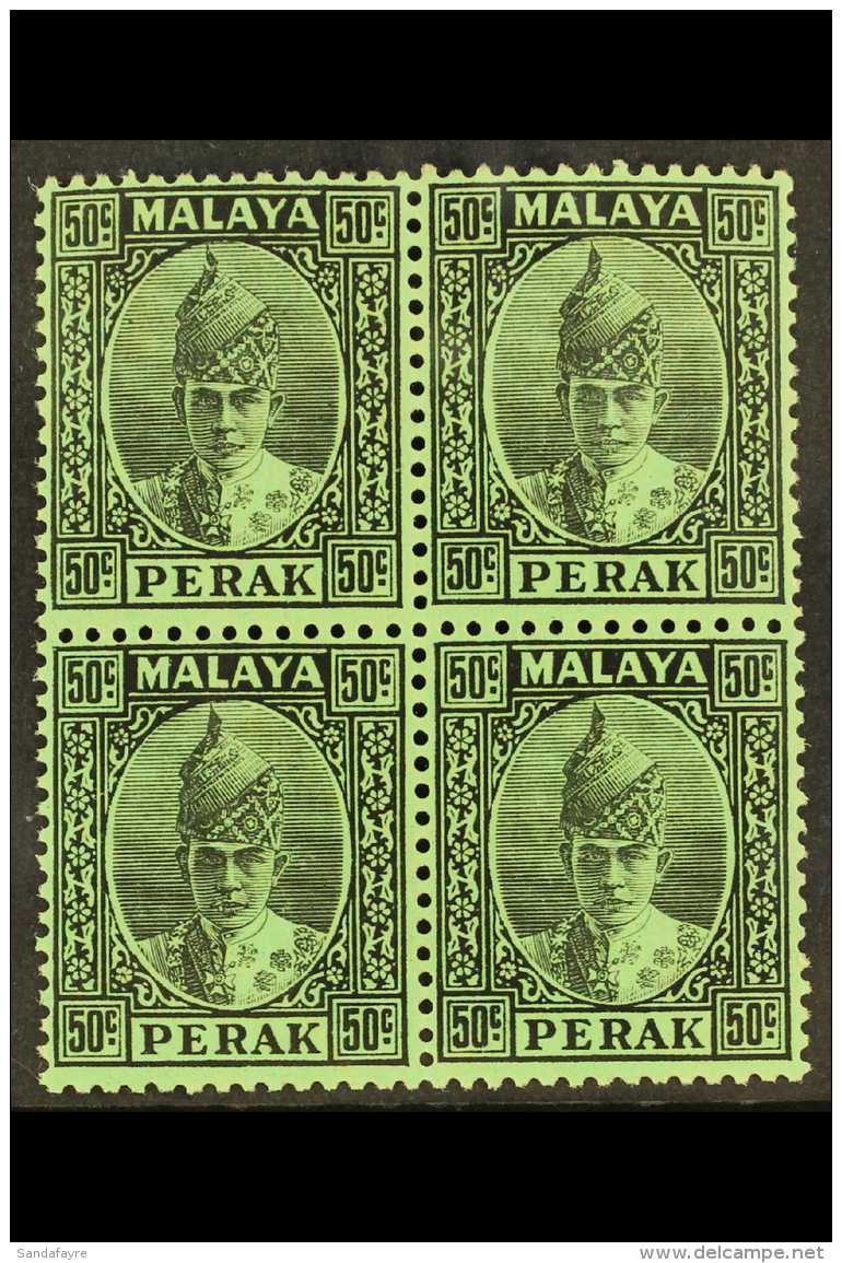 PERAK 1938-41 50c Black/emerald, SG 118, BLOCK OF FOUR, Very Fine Never Hinged Mint. For More Images, Please Visit... - Andere & Zonder Classificatie