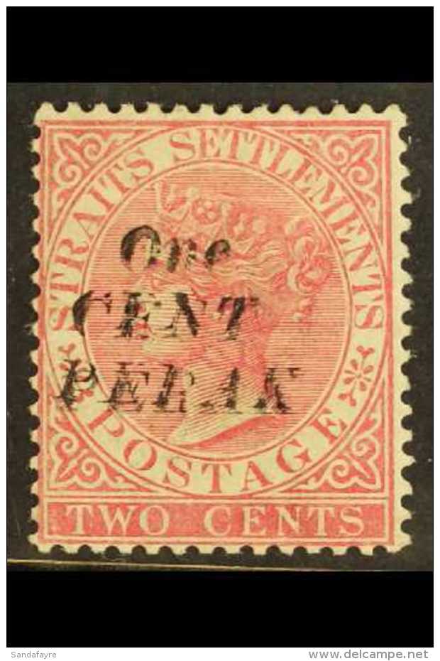 PERAK 1886 1c On 2c Pale Rose, Variety "SURCHARGE DOUBLE", SG 29b, Very Fine Mint Og. Doubling Clearly Visible To... - Andere & Zonder Classificatie