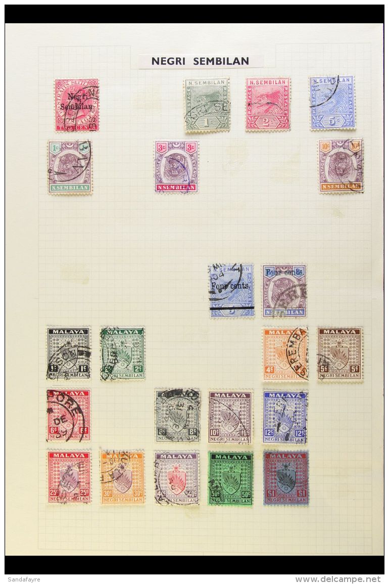 NEGRI SEMBILAN 1891-1971 FINE USED COLLECTION On Leaves, All Different, Inc 1891 2c Opt, 1891-94 Set, 1895-99 To... - Andere & Zonder Classificatie