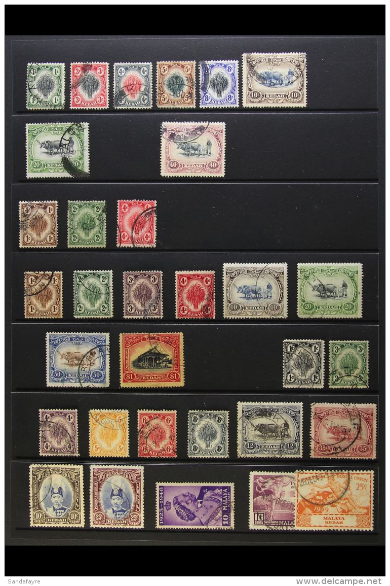 KEDAH 1912-65 USED COLLECTION On Stock Pages. A Most Useful, All Different Range To Different $1. (65+ Stamps) For... - Andere & Zonder Classificatie