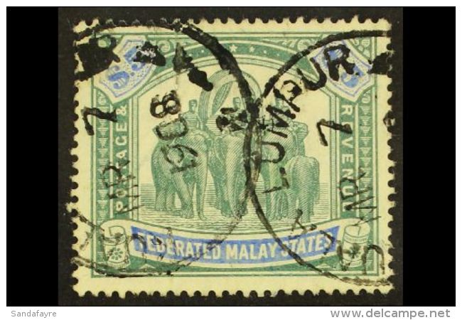 FEDERATED STATES 1904 $5 Green And Blue, SG 50, Fine Used With Kuala Lumpur Cds Cancels. For More Images, Please... - Andere & Zonder Classificatie