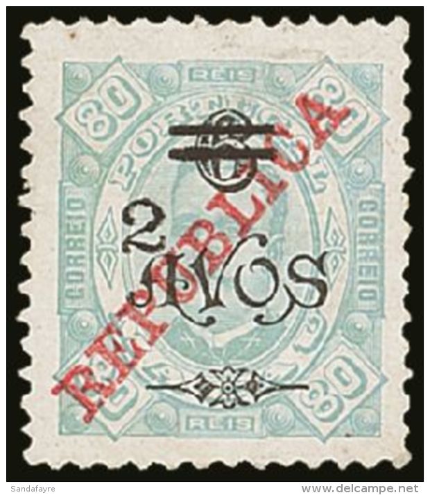 1919 2a On 6a On 80r Pale Green Local Provisional Stamp, SG 303 (Scott 257), Very Fine Unused As Issued. Scarce.... - Altri & Non Classificati