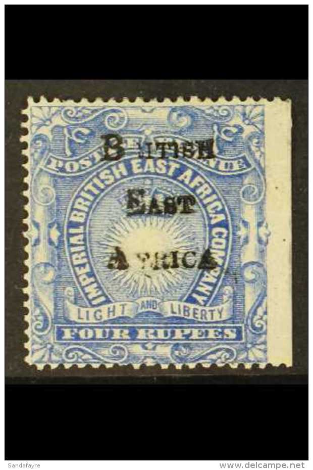 BRITISH EAST AFRICA 1895 4r Ultramarine, SG 46, Very Fine And Fresh Mint, Sheet Edge At Right. For More Images,... - Vide